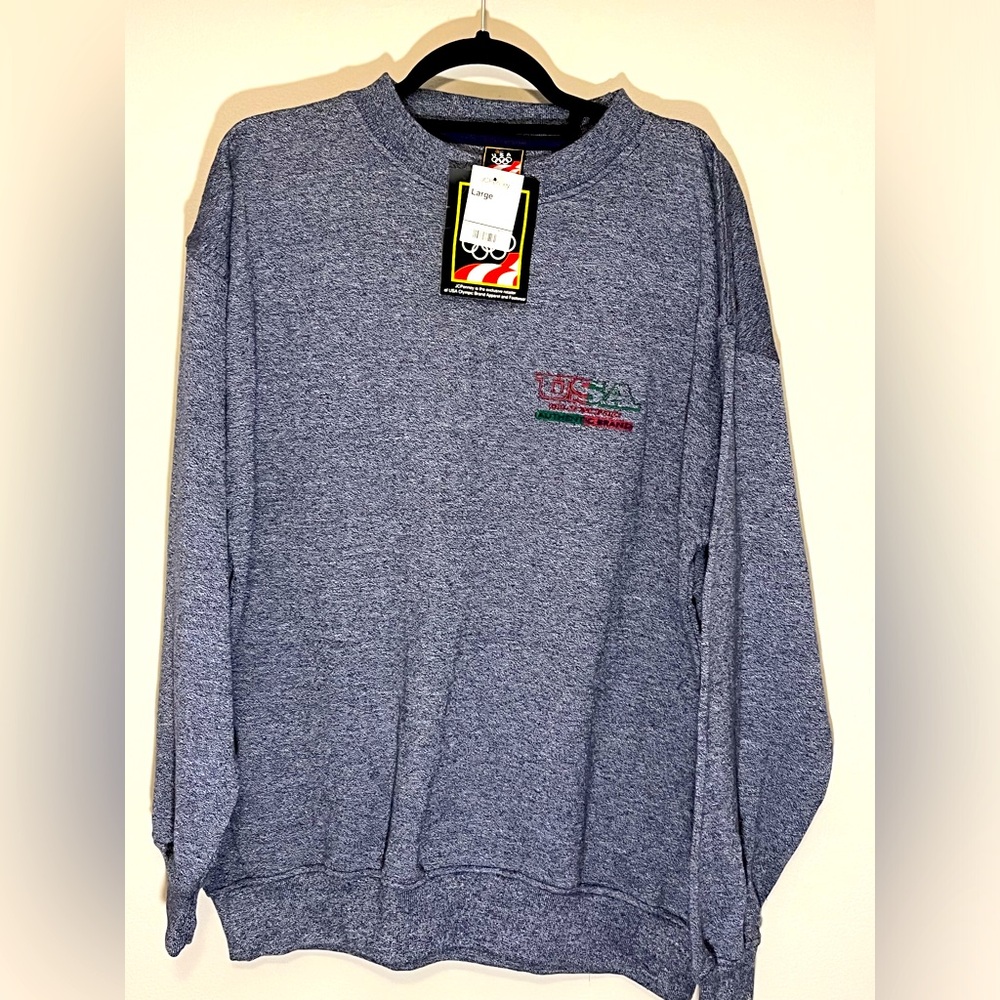 NWT 90s Vintage JCPenney USA Olympic Men Crewneck Sweatshirt Large Blue (B)